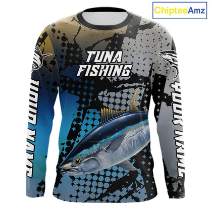 Tuna Fishing Shirt Blue Camo Custom Name, Tuna Fishing Team Jerseys NHT476