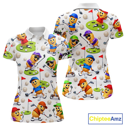 Peanut Golf Polo Shirt For Womens, Funny Peanut Golf Shirt Cool Golf Apparel NHT563