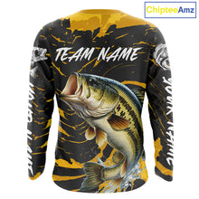 Load image into Gallery viewer, Custom Largemouth Bass Fishing Shirts Long Sleeve – Performance Tournament Jersey For Men| Yellow NHT770