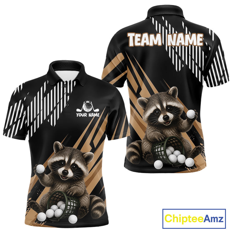 Personalized Raccoon Mens Golf Polo Shirt For Team, Brown Pattern Sport Golf Jersey NHT934