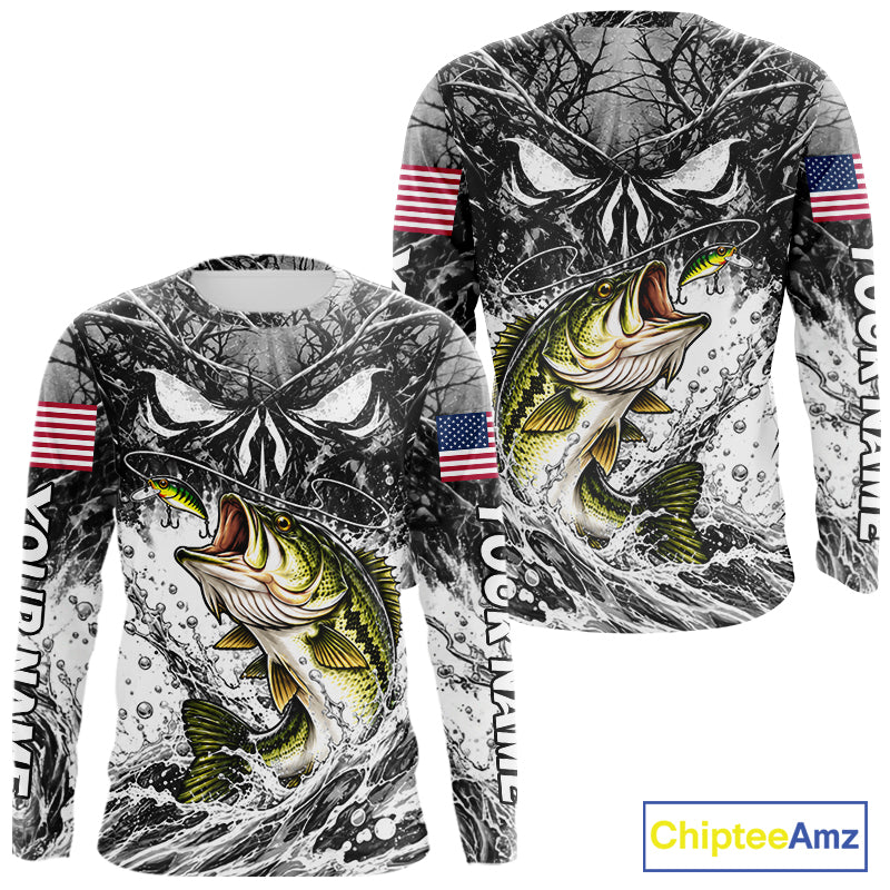 Jumping Bass Catch Lure Fishing Shirt Long Sleeve Personalized Monster Eyes Splash Gray Water Outdoor Apparel NHT1734