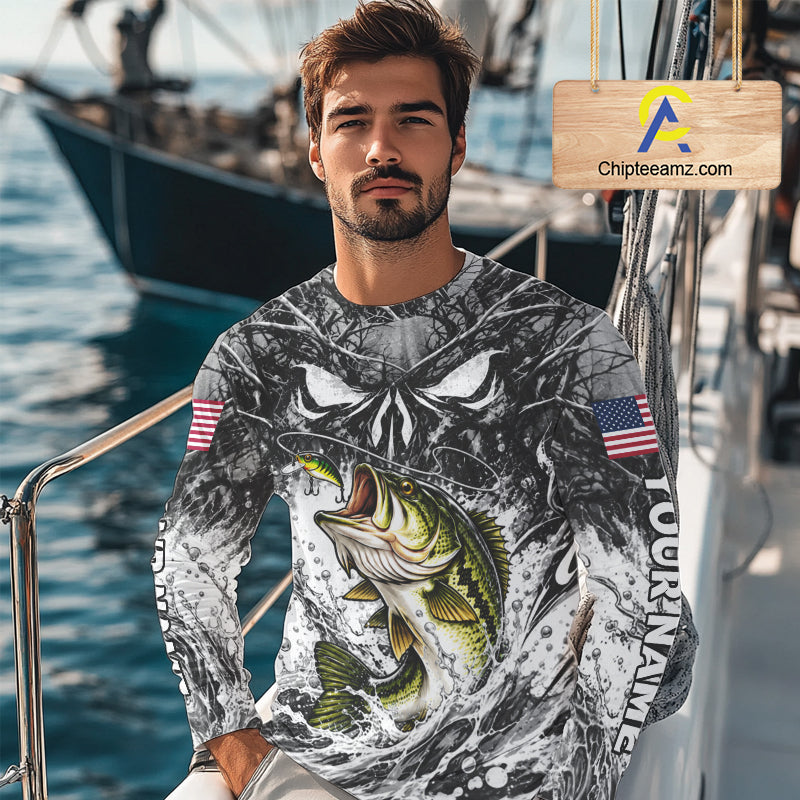 Jumping Bass Catch Lure Fishing Shirt Long Sleeve Personalized Monster Eyes Splash Gray Water Outdoor Apparel NHT1734