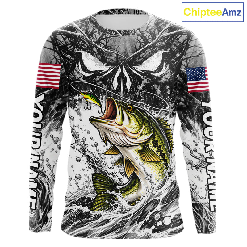 Jumping Bass Catch Lure Fishing Shirt Long Sleeve Personalized Monster Eyes Splash Gray Water Outdoor Apparel NHT1734