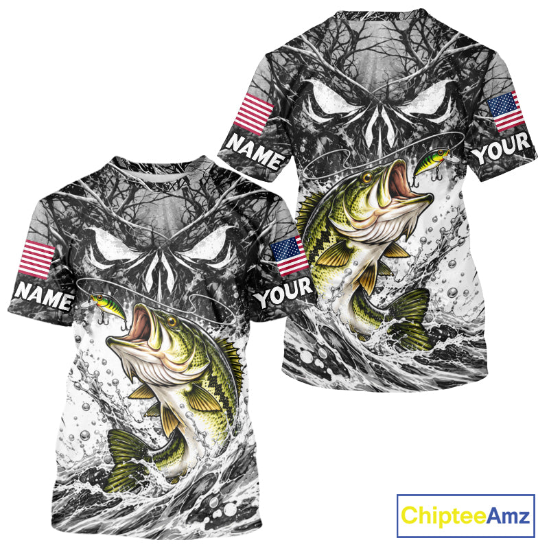 Jumping Bass Catch Lure Fishing Shirt Short Sleeve Personalized Monster Eyes Splash Gray Water Outdoor Apparel NHT1734