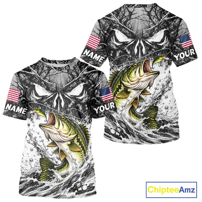 Jumping Bass Catch Lure Fishing Shirt Short Sleeve Personalized Monster Eyes Splash Gray Water Outdoor Apparel NHT1734