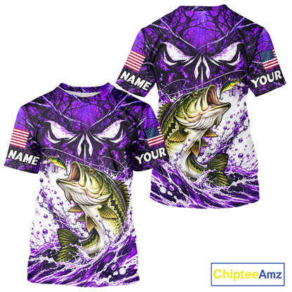 Jumping Bass Catch Lure Fishing Shirt Short Sleeve Personalized Monster Eyes Splash Purple Water Outdoor Apparel NHT1735
