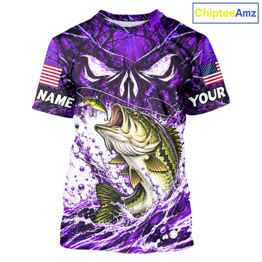 Jumping Bass Catch Lure Fishing Shirt Short Sleeve Personalized Monster Eyes Splash Purple Water Outdoor Apparel NHT1735