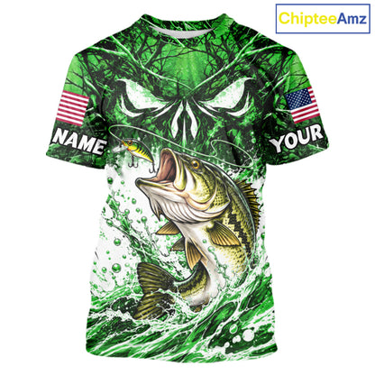 Jumping Bass Catch Lure Fishing Shirt Short Sleeve Personalized Monster Eyes Splash Green Water Outdoor Apparel NHT1736
