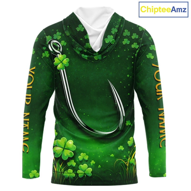 Custom St Patrick's Day Hook Fishing Shirts Long Sleeve Hooded, Performance Fishing Shirts NHT424