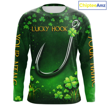 Custom St Patrick's Day Hook Fishing Shirts Long Sleeve, Performance Fishing Shirts NHT424