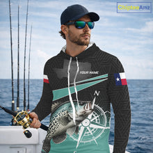 Load image into Gallery viewer, Texas Crappie Fishing Jersey, Texas Flag Patriot Custom Name Hooded Fishing Shirts Long Sleeve NHT568