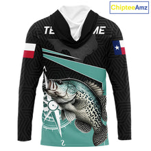Load image into Gallery viewer, Texas Crappie Fishing Jersey, Texas Flag Patriot Custom Name Hooded Fishing Shirts Long Sleeve NHT568