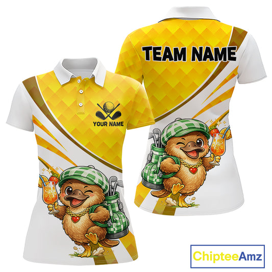 Funny Platypus Golf Polo Shirt For Womens, Golf Course Summer Outfit, Sporty Animal Golf Gift NHT573