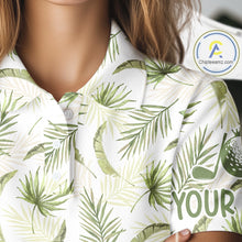 Load image into Gallery viewer, Green Tropical Womens Golf Polo Shirts Custom Team White Golf Shirt For Golfer NHT942