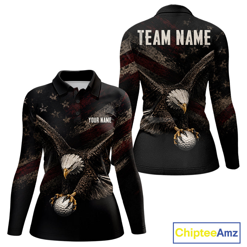 Eagle Golf Polo Shirt Personalized Womens Golf Shirt American Eagle Custom Name Team Golf Outfit NHT1399