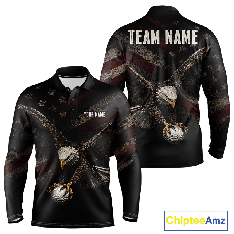 Eagle Golf Polo Shirt Personalized Mens Golf Shirt American Eagle Custom Name Team Golf Outfit NHT1399