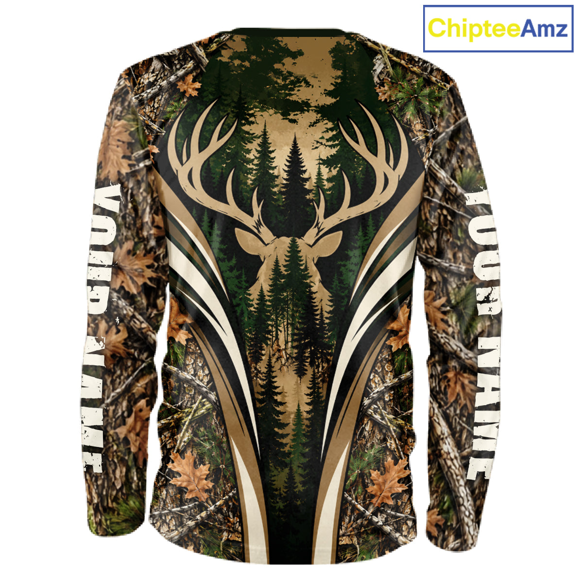 Best Whitetail Deer Hunting Shirt For Men Custom Deer Skull Forest Timber Camo NHT1746