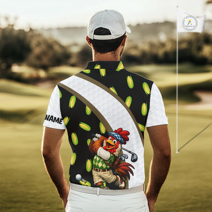 Personalized Rooster Mens Golf Polo Shirt Funny Chicken Golfer Custom Team Polo NHT945