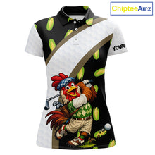 Load image into Gallery viewer, Personalized Rooster Womens Golf Polo Shirt  Funny Chicken Golfer Team Polo