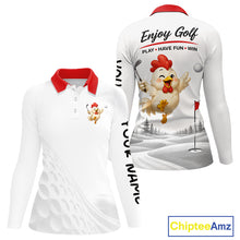 Load image into Gallery viewer, Funny Chicken Golf Polo Shirt for Womens  Personalized Golf Lover Custom Name