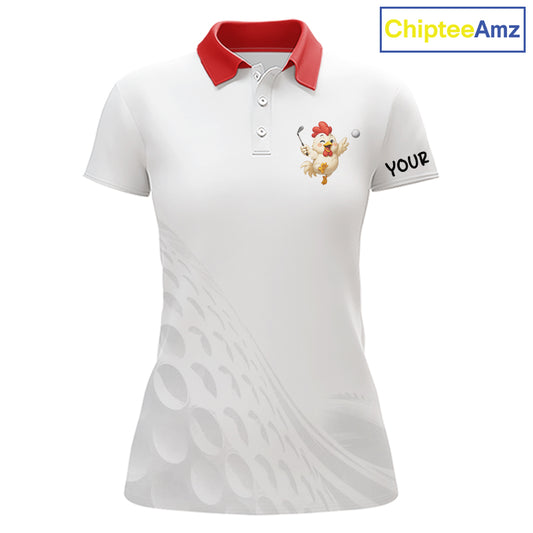Funny Chicken Golf Polo Shirt for Womens  Personalized Golf Lover Custom Name