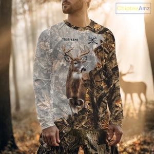 Beautiful Deer Hunting 3D Shirt All-Over Print with Deer Buck, Camouflage For Deer Hunters NHT248