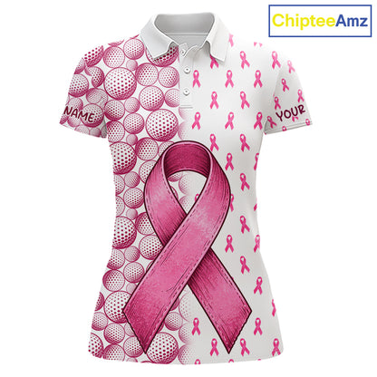 Personalized Pink Ribbons Pattern Golf Balls Breast Cancer Awareness Golf Attire For Womens NHT800