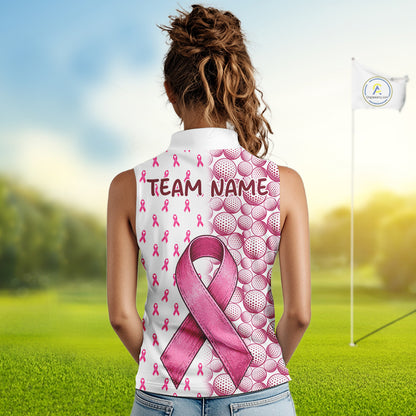 Personalized Pink Ribbons Pattern Golf Balls Breast Cancer Awareness Golf Attire For Womens NHT800