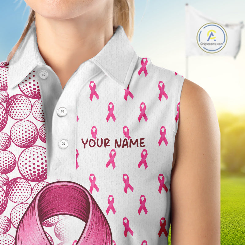 Personalized Pink Ribbons Pattern Golf Balls Breast Cancer Awareness Golf Attire For Womens NHT800