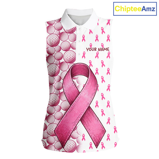 Personalized Pink Ribbons Pattern Golf Balls Breast Cancer Awareness Golf Attire For Womens NHT800