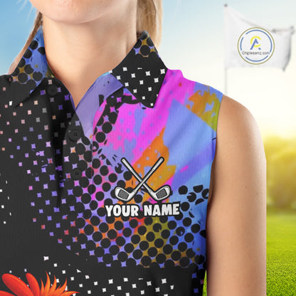 Custom Team Name Crazy Rooster Womens Sleeveless Golf Polo Shirt Personalized Womens Performance Golf Jersey NHT952
