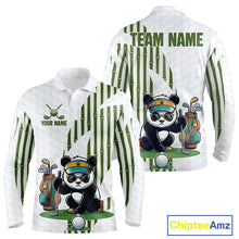 Load image into Gallery viewer, Custom Name Cool Panda Golf Polo Shirt Funny Bamboo Panda Golfing Apparel