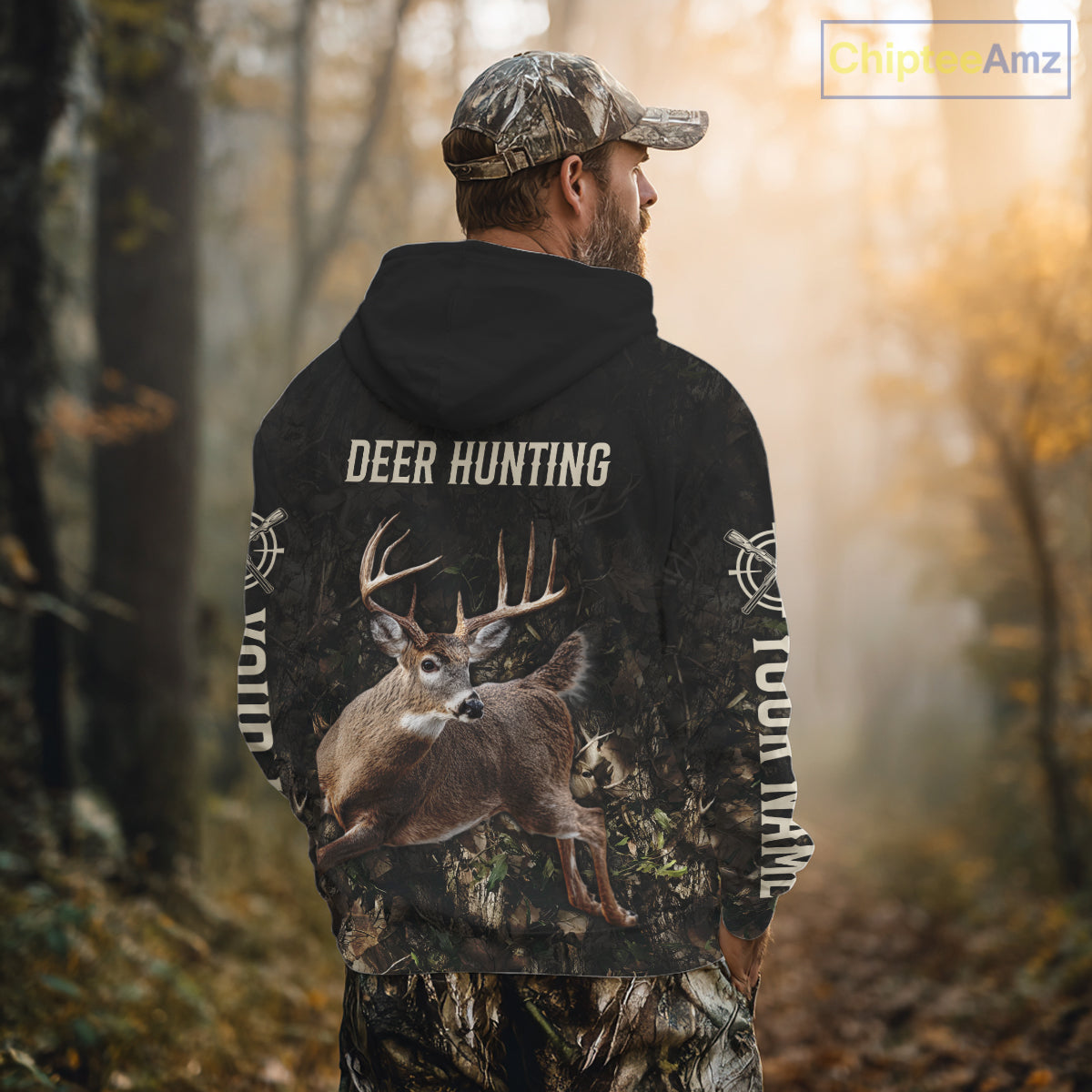 Personalized Deer Hunting Heartbeat 3D Clothing - Custom Name Whitetail Buck Hunter Gift NHT1575