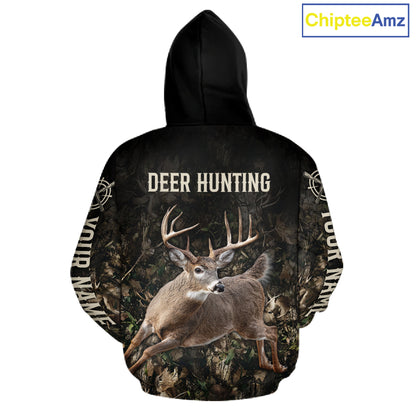 Personalized Deer Hunting Heartbeat 3D Clothing - Custom Name Whitetail Buck Hunter Gift NHT1575
