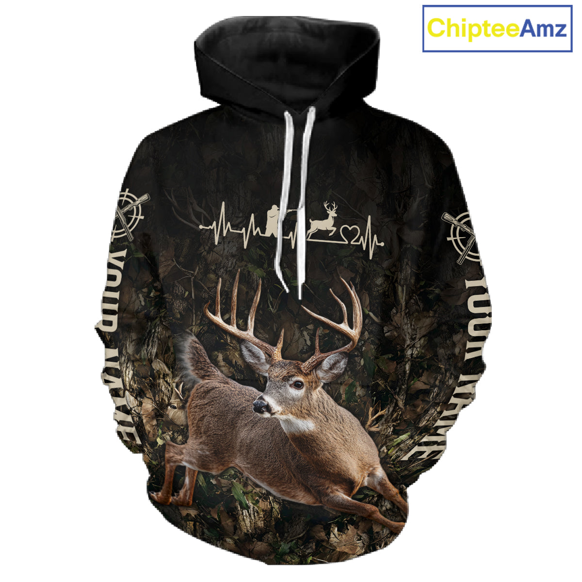 Personalized Deer Hunting Heartbeat 3D Clothing - Custom Name Whitetail Buck Hunter Gift NHT1575