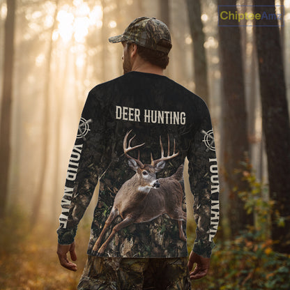 Personalized Deer Hunting Heartbeat 3D Clothing - Custom Name Whitetail Buck Hunter Gift NHT1575