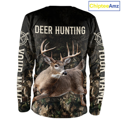 Personalized Deer Hunting Heartbeat 3D Clothing - Custom Name Whitetail Buck Hunter Gift NHT1575