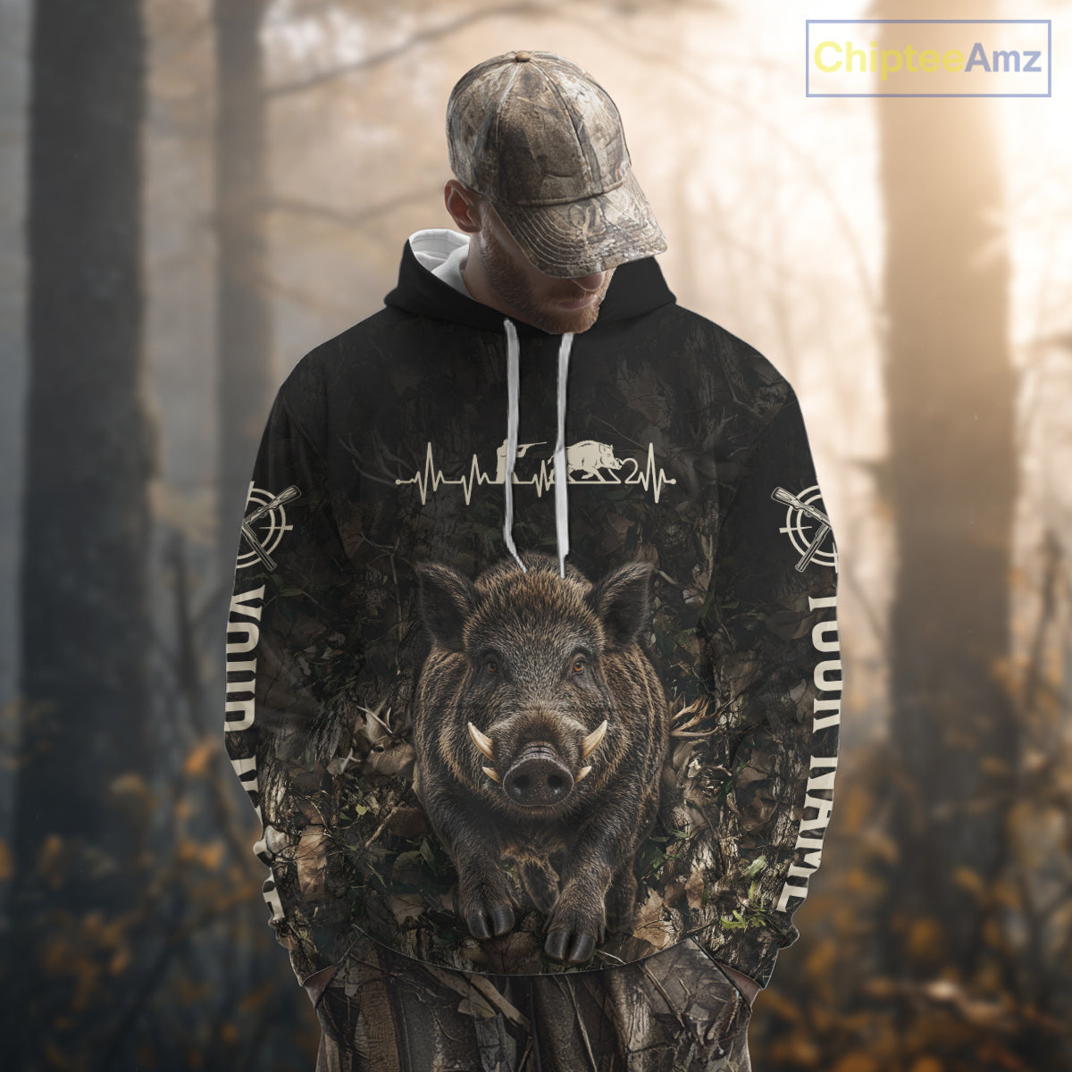 Personalized Hog Hunting Heartbeat 3D Clothing - Custom Name Wild Boar Hunter Gift NHT1576