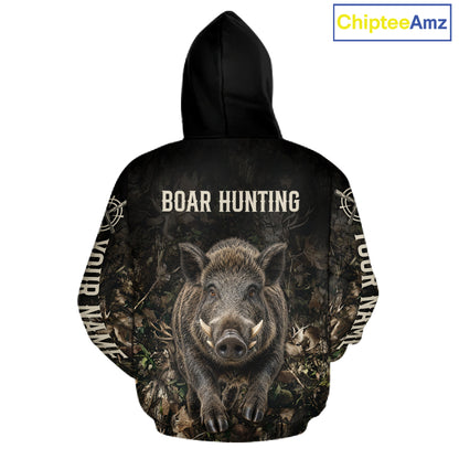 Personalized Hog Hunting Heartbeat 3D Clothing - Custom Name Wild Boar Hunter Gift NHT1576