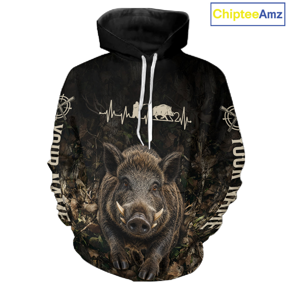 Personalized Hog Hunting Heartbeat 3D Clothing - Custom Name Wild Boar Hunter Gift NHT1576