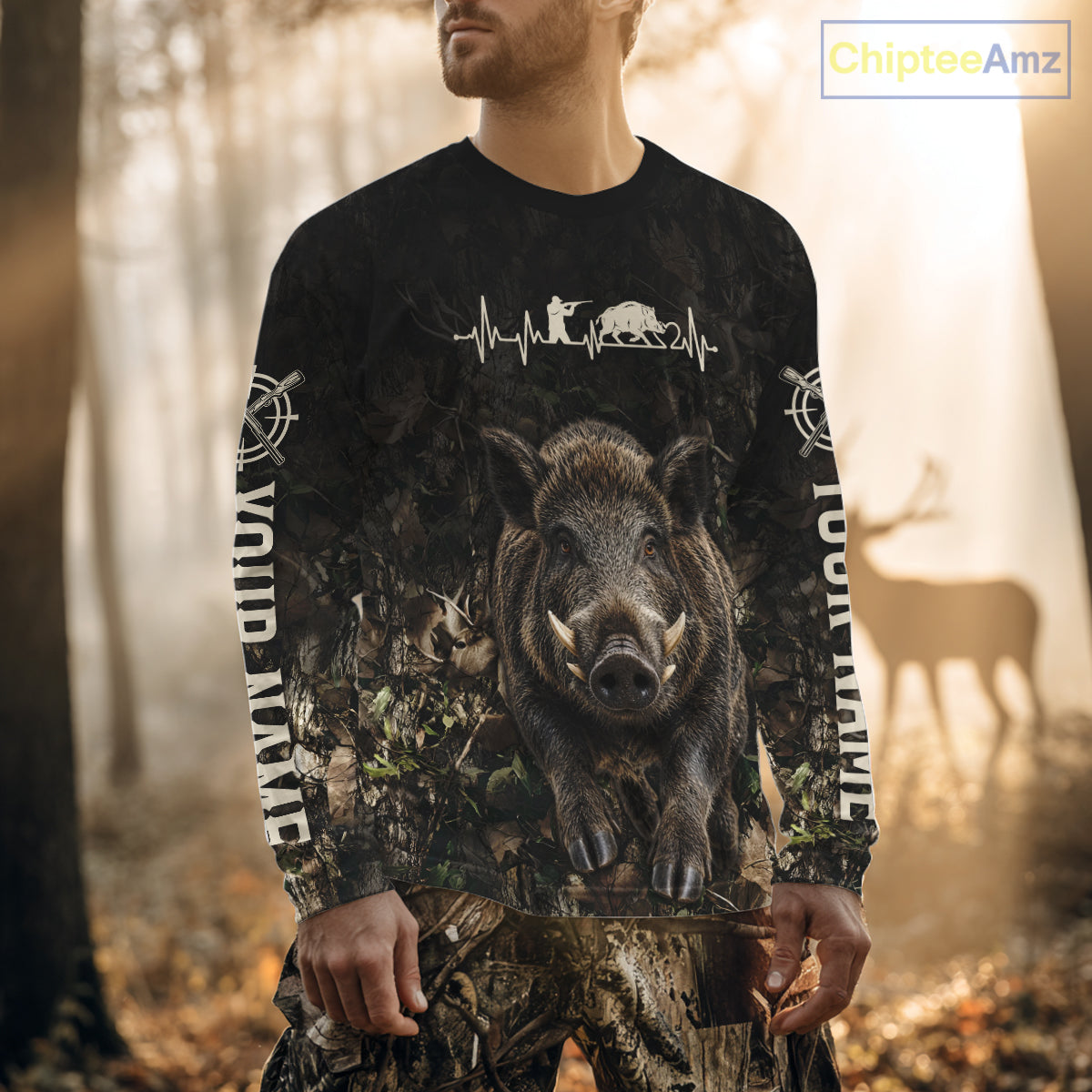 Personalized Hog Hunting Heartbeat 3D Clothing - Custom Name Wild Boar Hunter Gift NHT1576