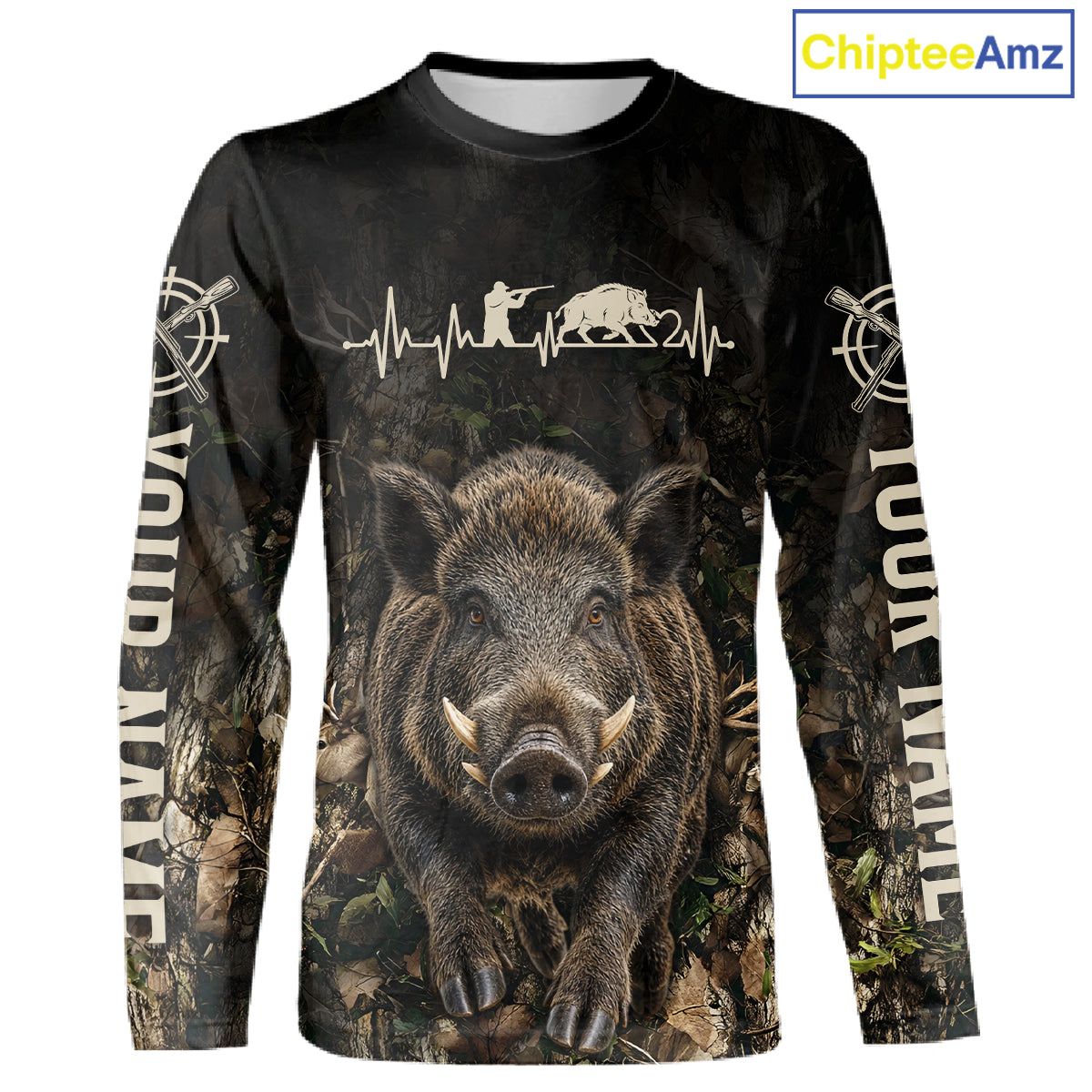 Personalized Hog Hunting Heartbeat 3D Clothing - Custom Name Wild Boar Hunter Gift NHT1576