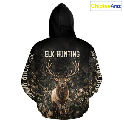 Personalized Elk Hunting Heartbeat 3D Clothing - Custom Name Elk Hunter Gift NHT1577