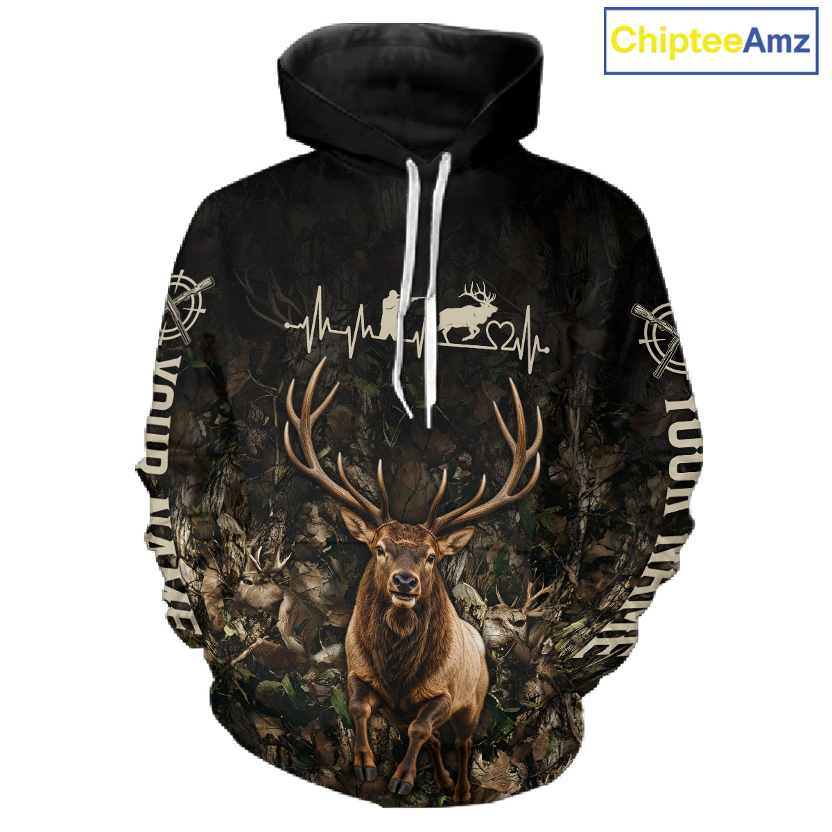 Personalized Elk Hunting Heartbeat 3D Clothing - Custom Name Elk Hunter Gift NHT1577