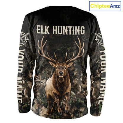 Personalized Elk Hunting Heartbeat 3D Clothing - Custom Name Elk Hunter Gift NHT1577