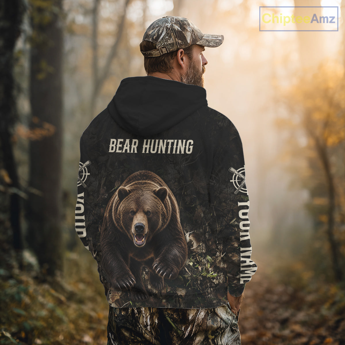Personalized Bear Hunting Heartbeat 3D Clothing - Custom Name Bear Hunter Gift NHT1578