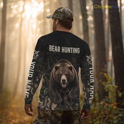 Personalized Bear Hunting Heartbeat 3D Clothing - Custom Name Bear Hunter Gift NHT1578