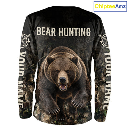 Personalized Bear Hunting Heartbeat 3D Clothing - Custom Name Bear Hunter Gift NHT1578