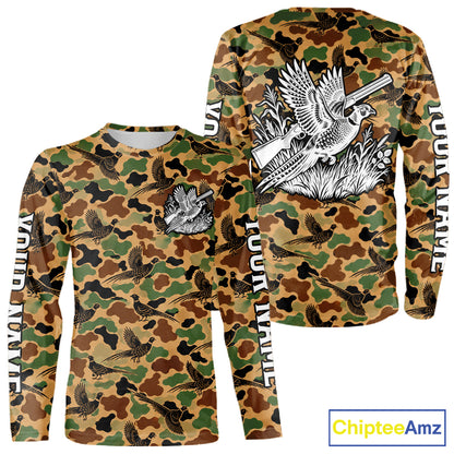 Pheasant Hunting Shirt Custom Vintage Pheasant Camouflage Hunter Gift Apparel NHT1751