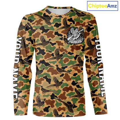 Pheasant Hunting Shirt Custom Vintage Pheasant Camouflage Hunter Gift Apparel NHT1751